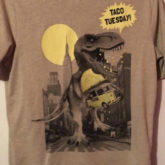 Children’s Place Tan Tyrannosaurus Rex T-Rex Taco T-Shirt Boys Medium M 7/8 - Picture 4 of 12